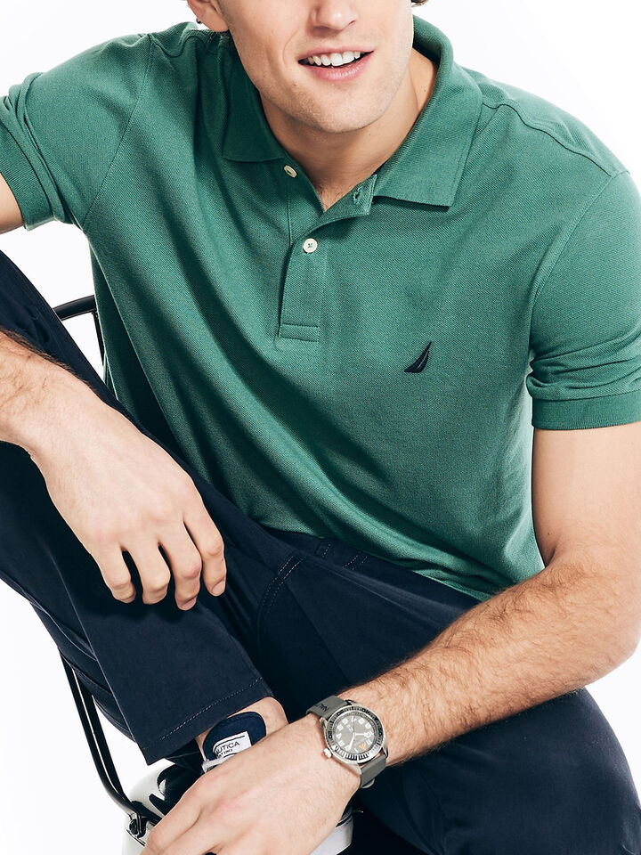 Essentials Regular Fit Pique Polo, Bay Pine, hi-res image number 3