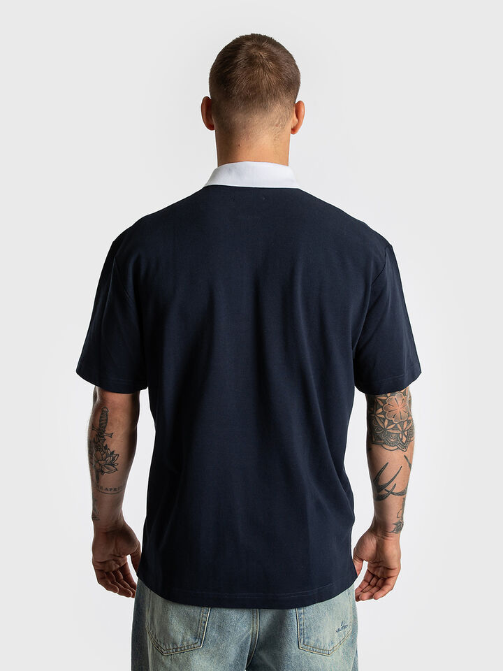 Short Sleeve Relaxed Fit Colour Block Polo Shirt