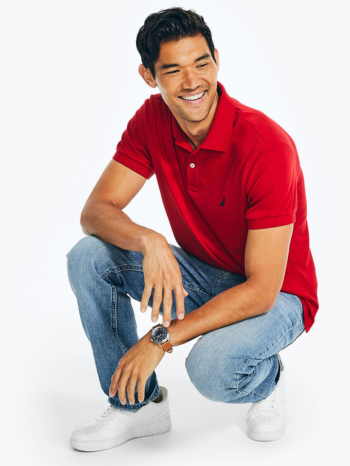 Nautica Essentials Interlock Slim Fit Polo, Nautica Red, hi-res image number 3