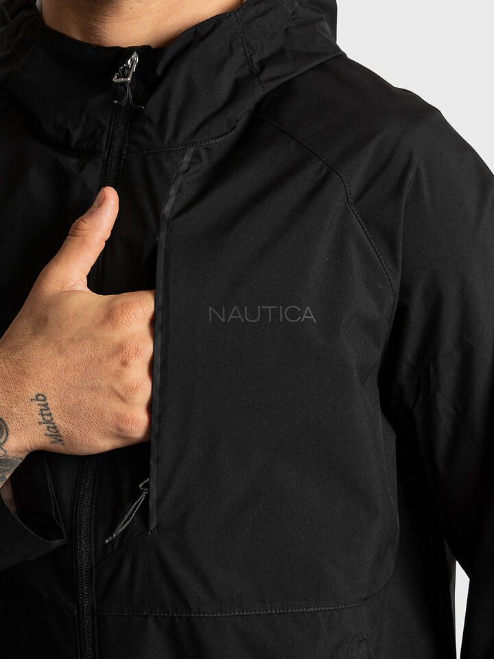 Lightweight Regular Fit Packable Shell Jacket, True Black, hi-res image number 3