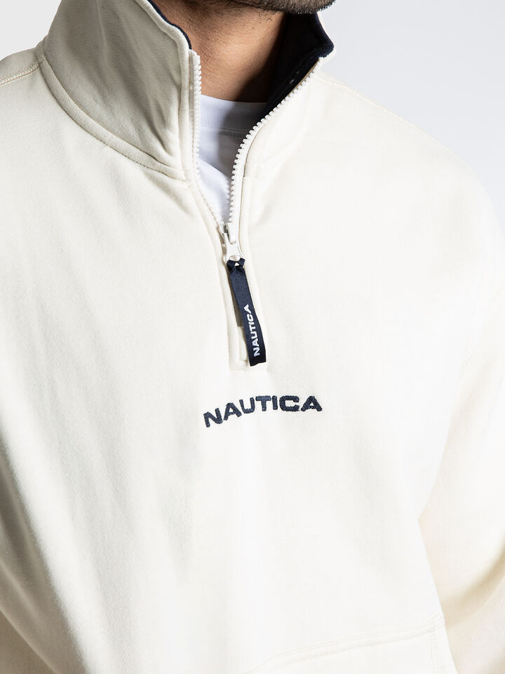 Relaxed Fit Navigate 1/4 Zip Fleece Sweater, Oatmeal, hi-res image number 3