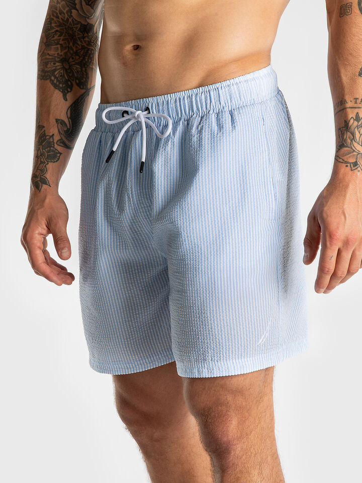 Seersucker Stripe 6" Swim Short, Light Blue, hi-res image number 3