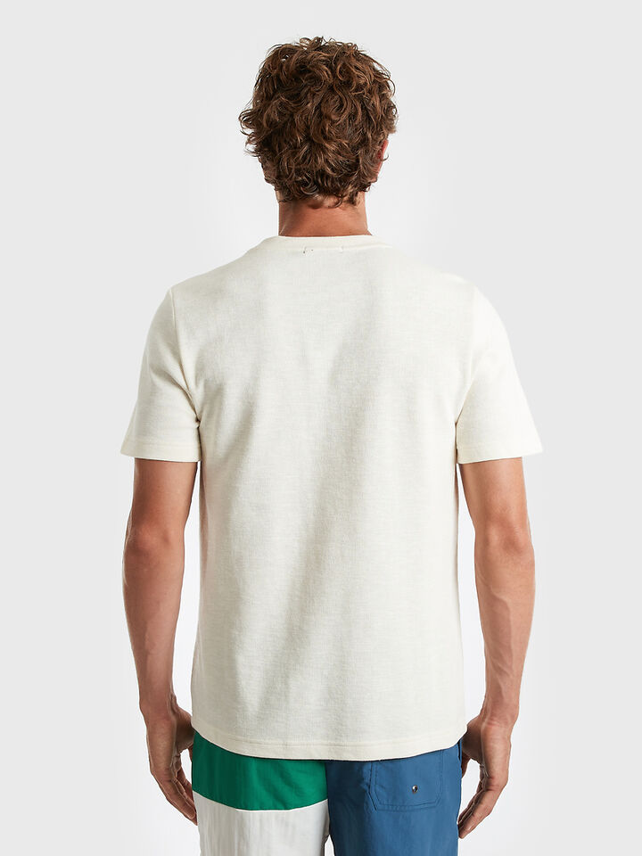 Shield Embroidered Textured T-shirt, Off White, hi-res image number 2