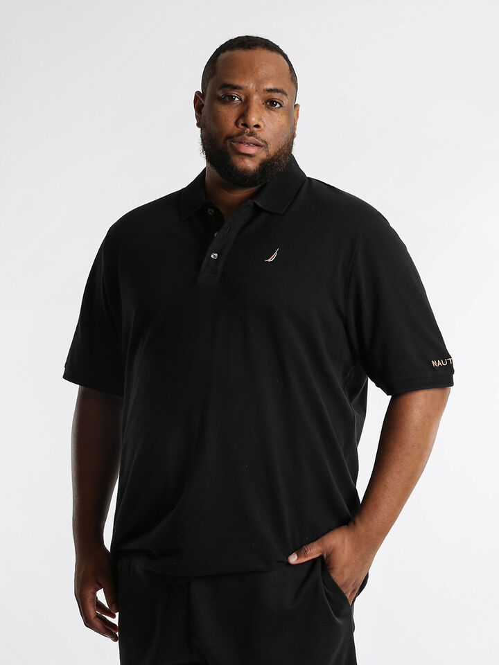 Big & Tall Shayaz Pique Cotton Polo, Black, hi-res image number 3
