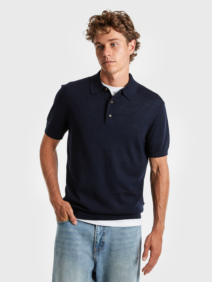 Australian Merino Wool Blend Short Sleeve Polo Knit