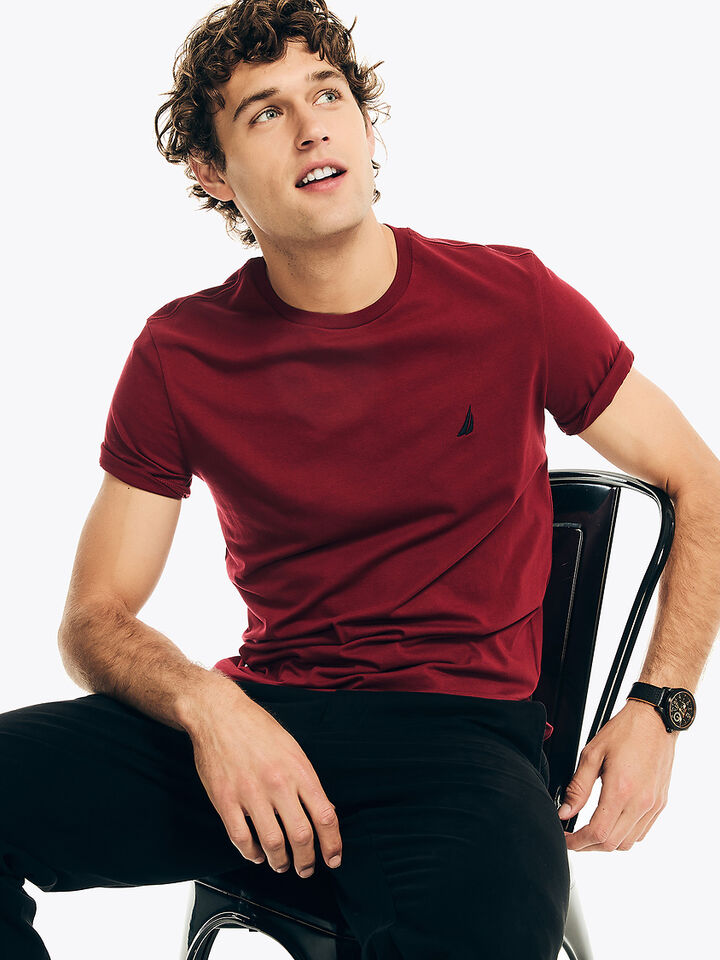 Emblem Regular Fit Tee, Shipwreck Burgundy, hi-res image number 3