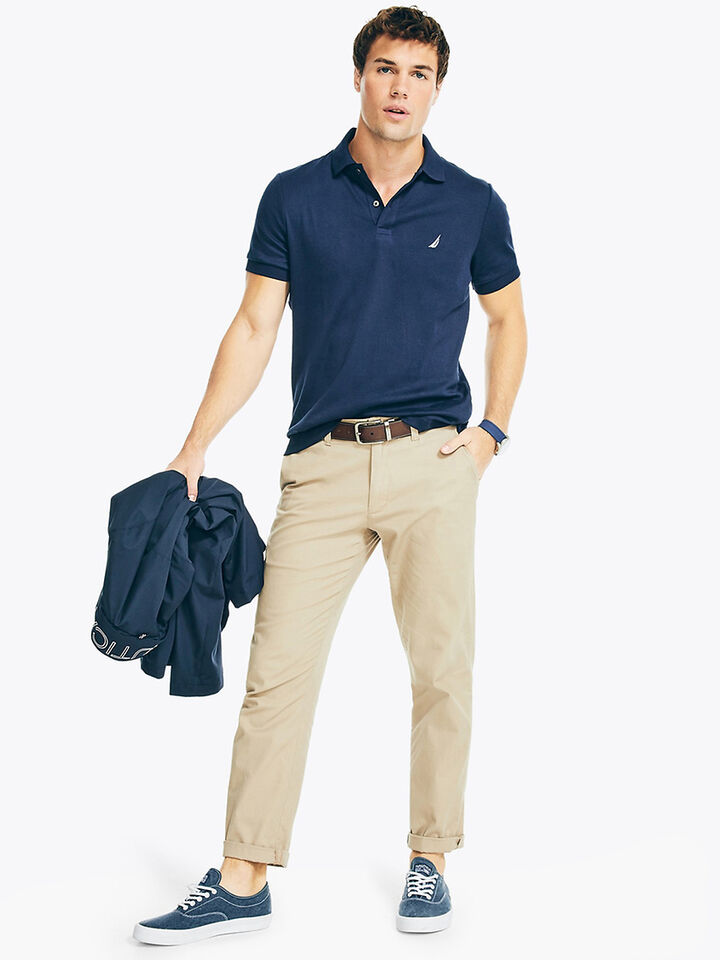 Nautica Essentials Interlock Slim Fit Polo, Navy, hi-res image number 3