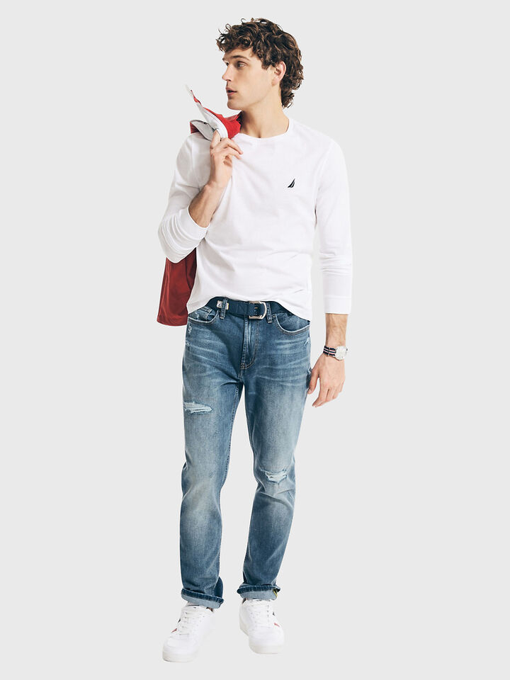 Nautica Essentials Collection Long Sleeve Tee, White, hi-res image number 4