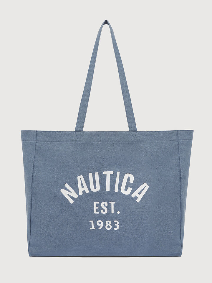 Nautica Denim Tote Bag, Blue, hi-res image number 1