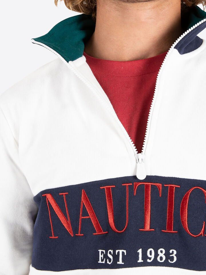 Spinnaker Collection &frac14; Zip Heavyweight Jumper, White, hi-res image number 3