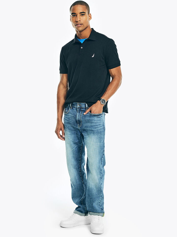 Nautica Essentials Interlock Slim Fit Polo, True Black, hi-res image number 3