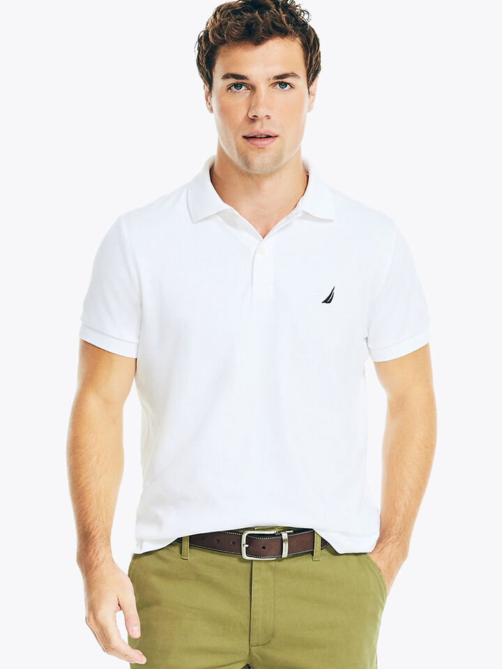 Nautica Essentials Interlock Slim Fit Polo, Bright White, hi-res image number 1
