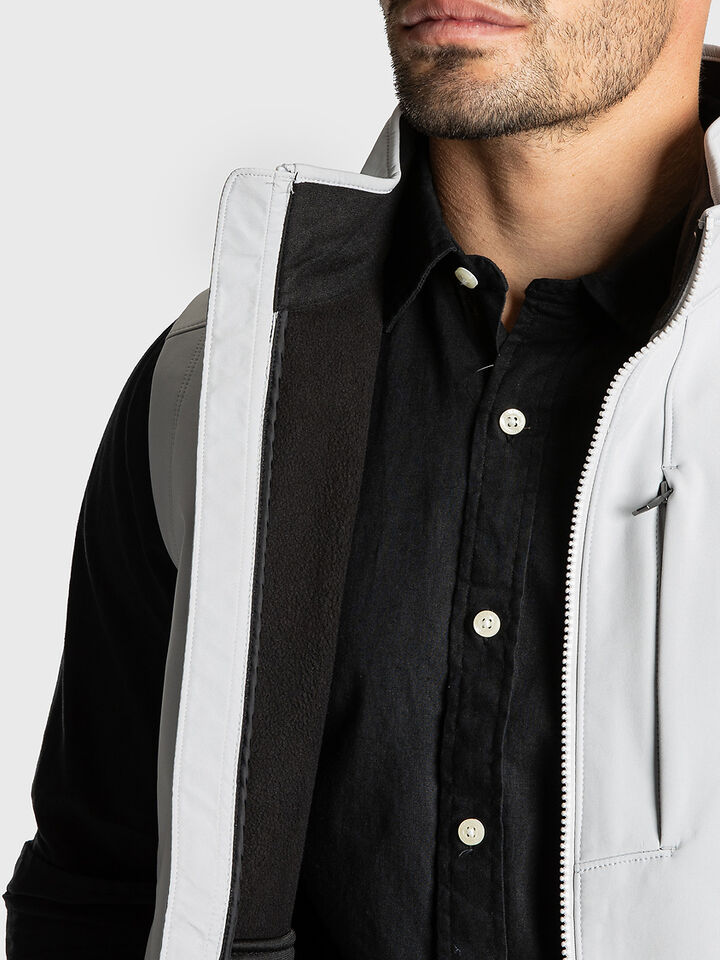 Fleece Lined Regular Fit Soft Shell Vest, Grey Cloud, hi-res image number 5