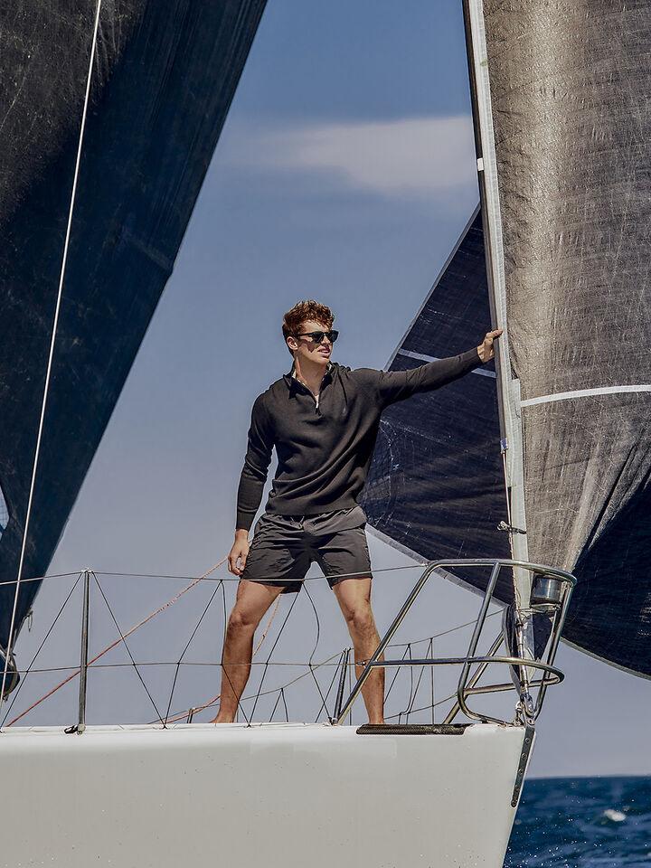 Australian Merino Wool Blend &frac14; Zip Regular Fit Sweater, True Black, hi-res image number 3