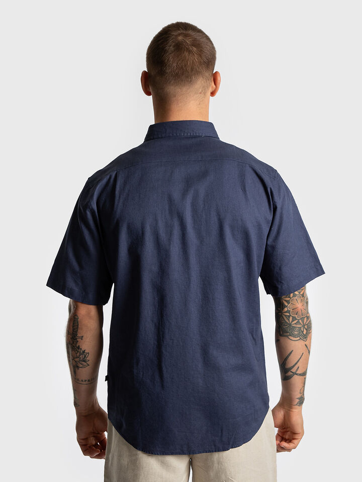 Short Sleeve Relaxed Fit Linen Blend Shirt