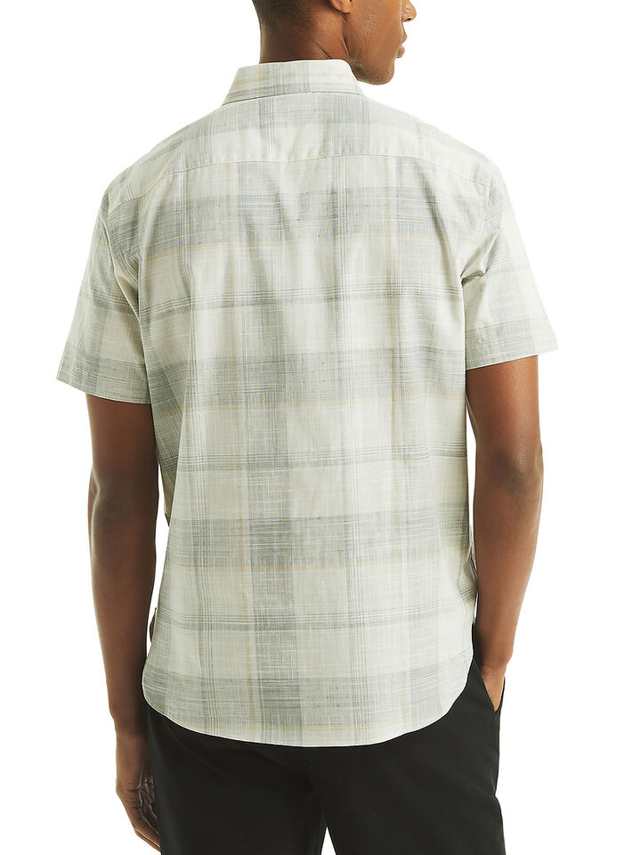 Short Sleeve Regular Fit Tonal Plaid Shirt