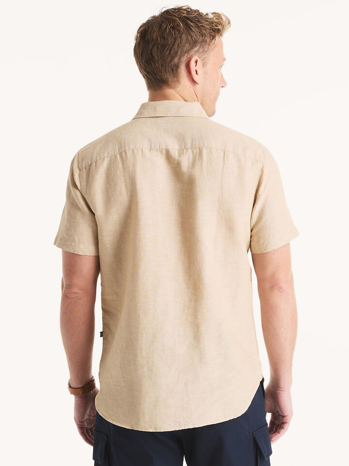 Short Sleeve Regular Fit Linen Shirt, Sandy Bar, hi-res image number 2