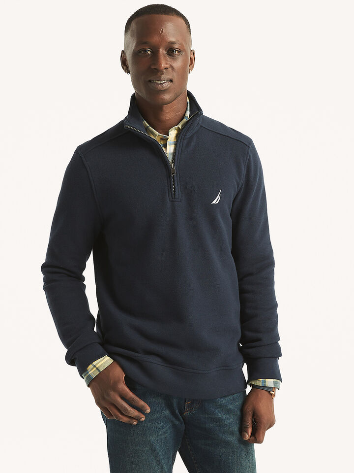 Pique Fleece Regular Fit &frac14; Zip Sweater