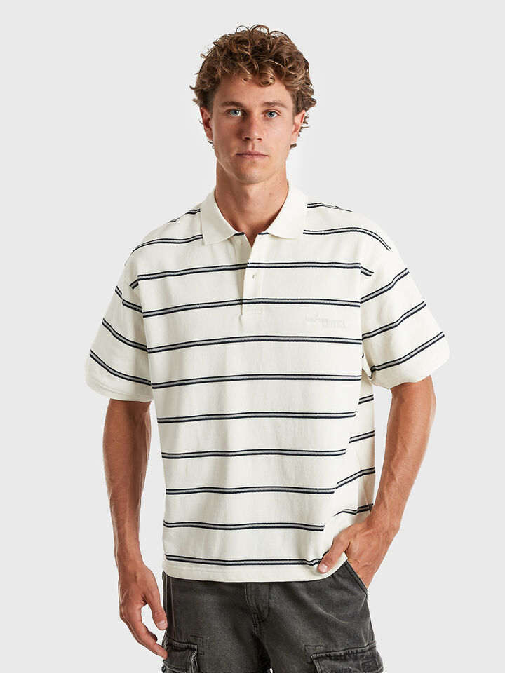 Nautica Japan Short Sleeve Striped Border Polo