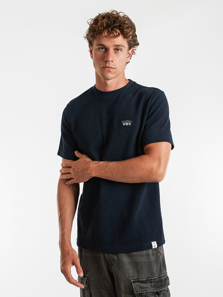 Shield Embroidered Textured T-shirt