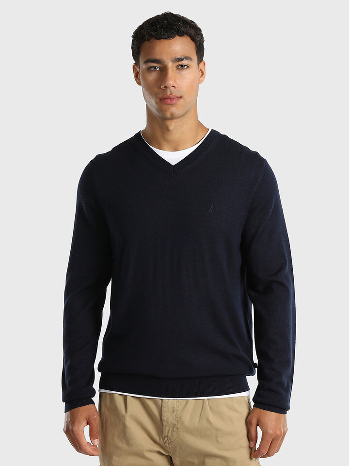 Australian Merino Wool Blend V-Neck Regular Fit Sweater