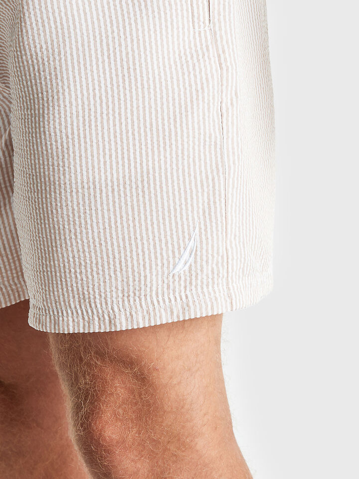 Seersucker Stripe 6" Swim Short, Coastal Brown, hi-res image number 3