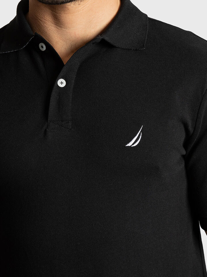 Nautica Essentials Pique Cotton Brent Polo, Black, hi-res image number 4