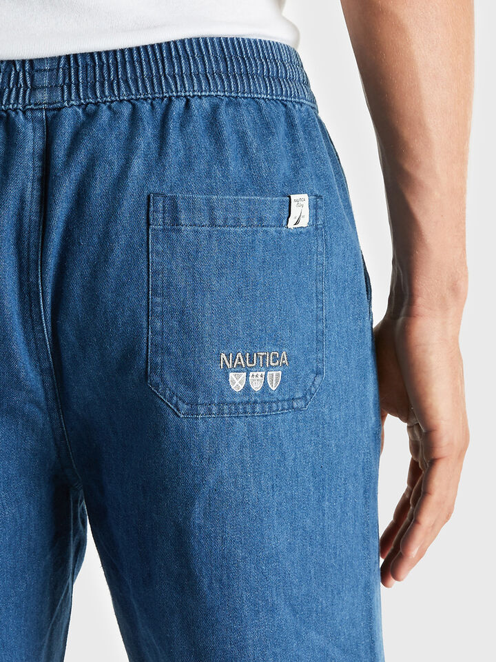 Denim Shield Pull-On Shorts, Washed Denim, hi-res image number 3