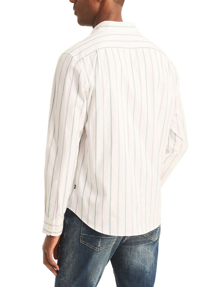 Long Sleeve Oxford Stripe Shirt, White, hi-res image number 2