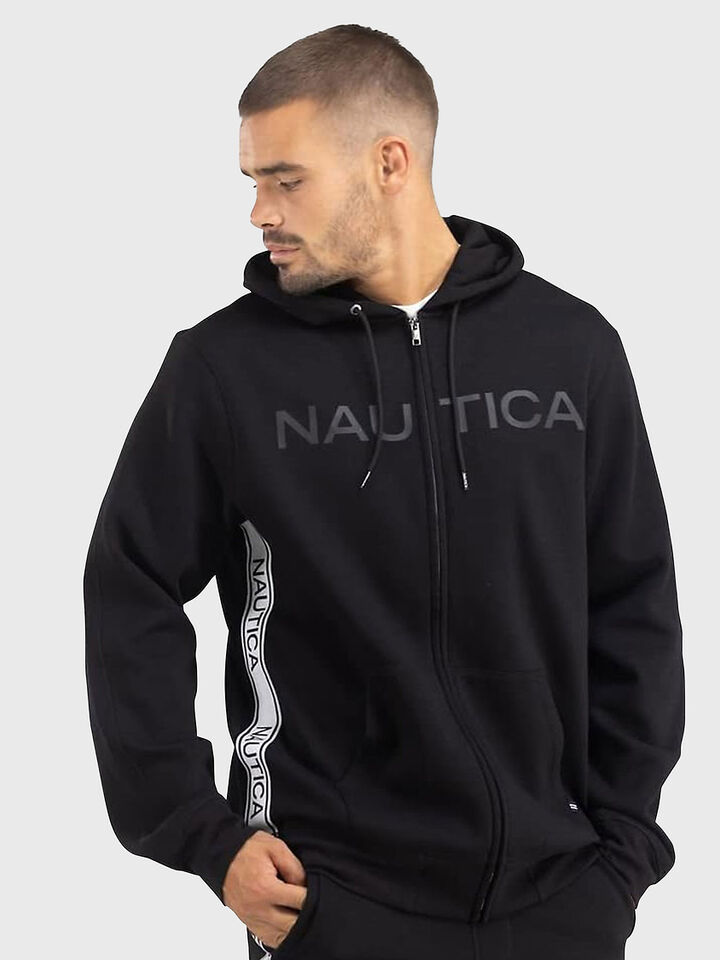 Big & Tall Nautica Essentials Collection Jonah Full-Zip Hoodie, Black, hi-res image number 1