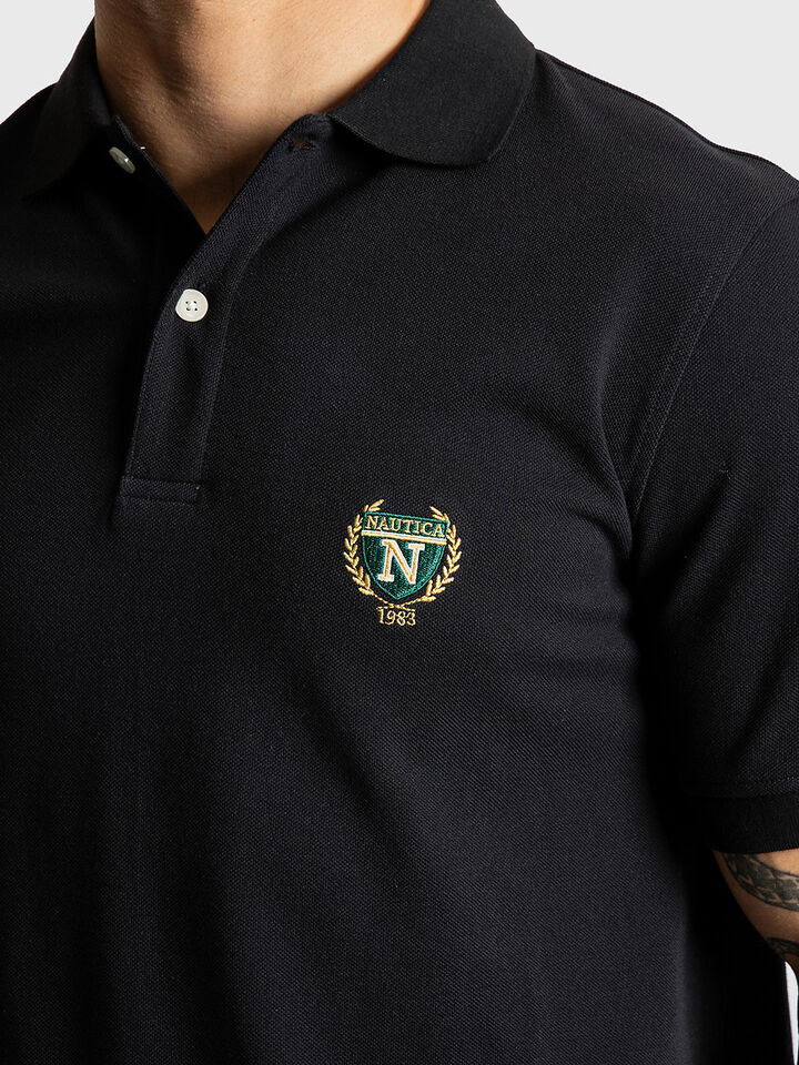 Crest Embroidered Regular Fit Polo, True Black, hi-res image number 3