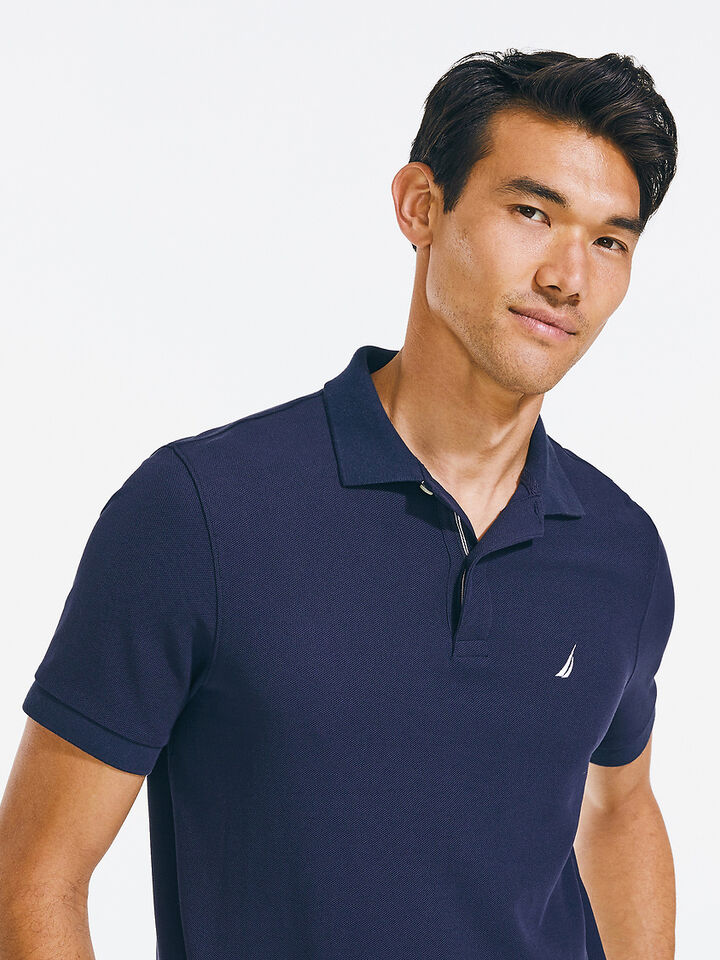 Solid Regular Fit Pique Cotton Polo, Navy, hi-res image number 3