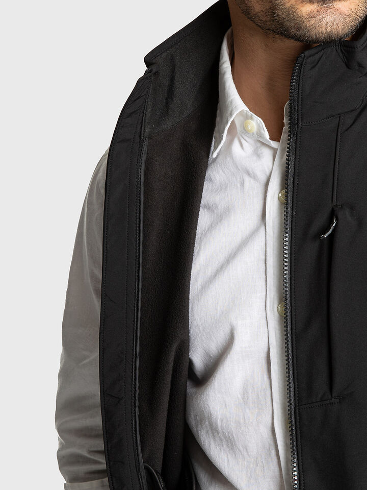 Fleece Lined Regular Fit Soft Shell Vest, True Black, hi-res image number 4