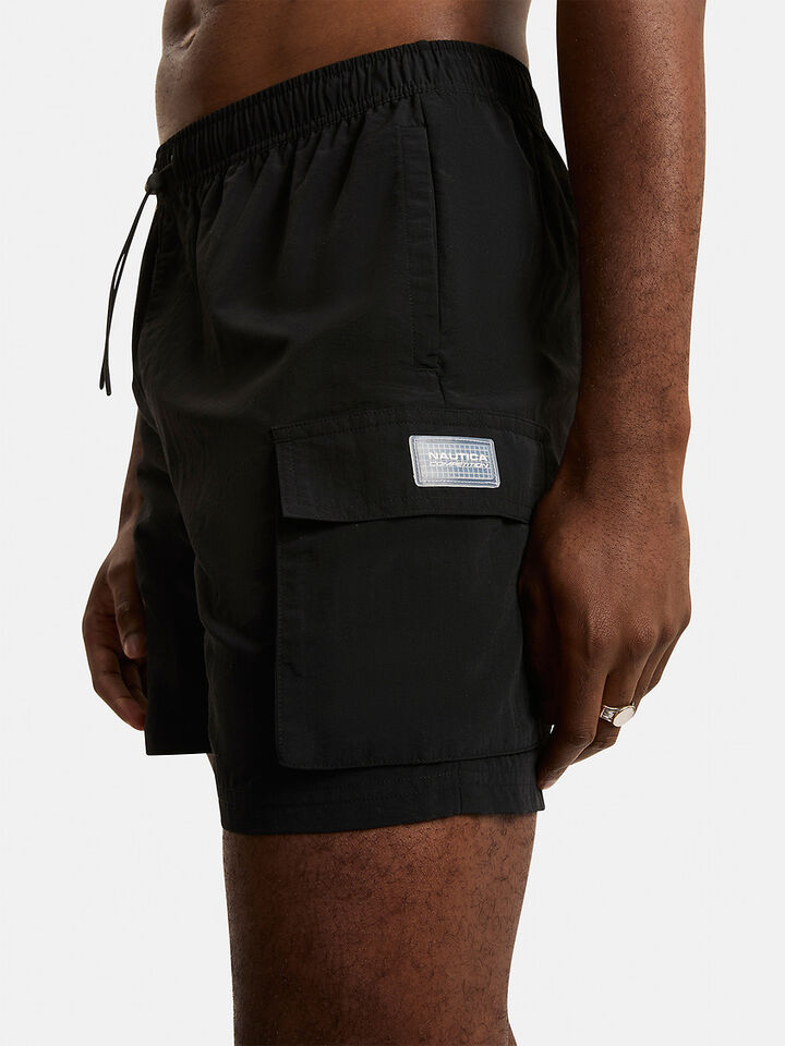 Nautica Competition Hoffman 6" Swim Shorts, Black, hi-res image number 4