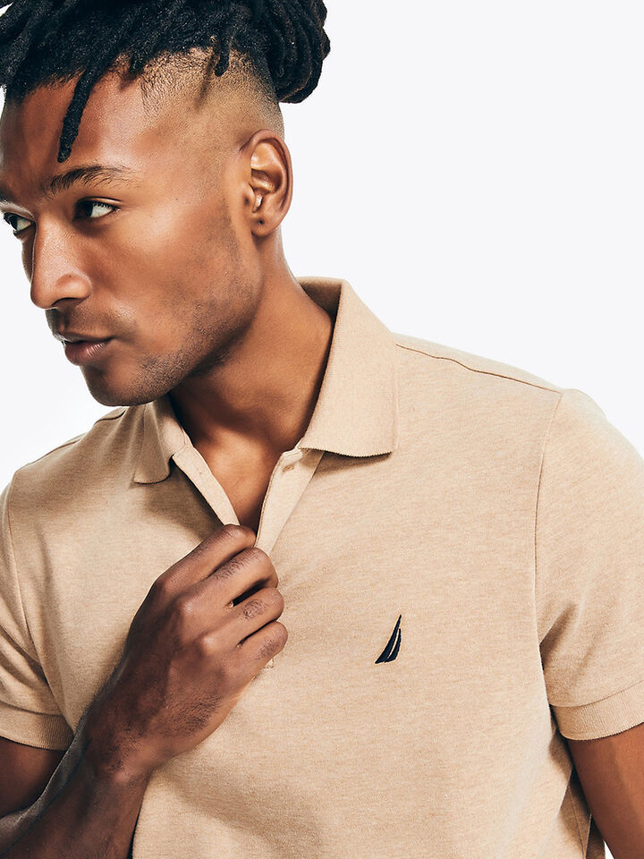 Nautica Essentials Interlock Slim Fit Polo, Coaster Camel Heather, hi-res image number 4