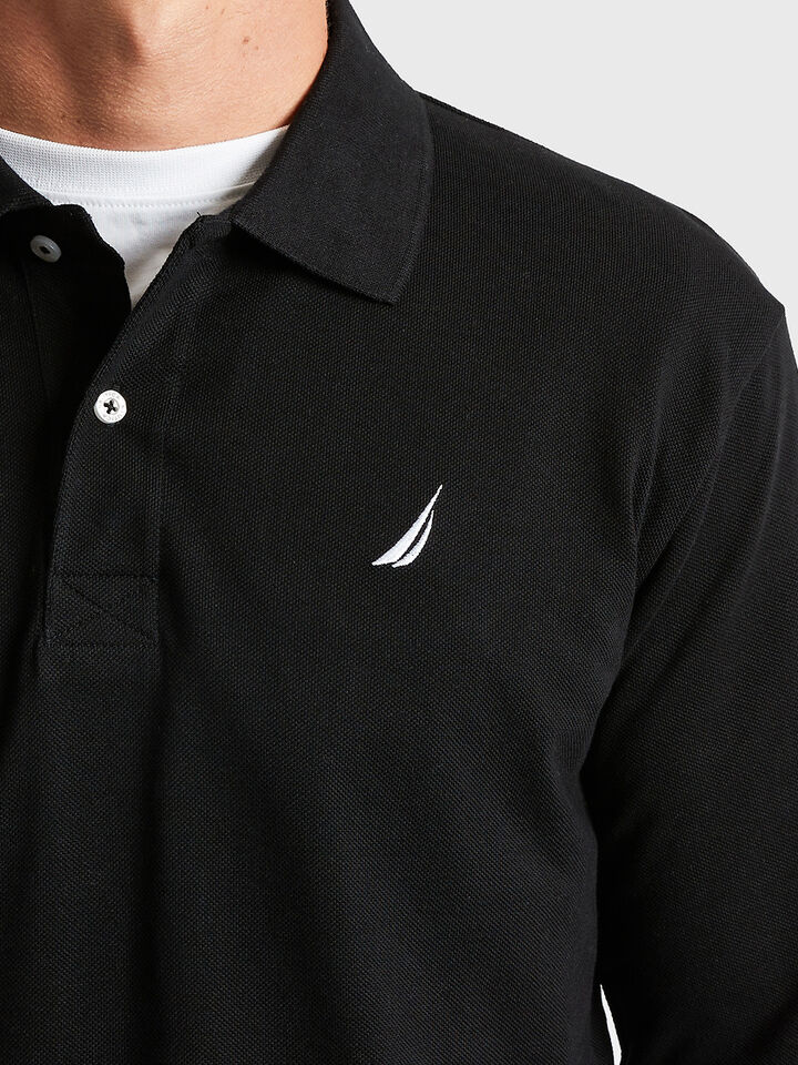 Nautica Essentials Collection Heavyweight Rugby Polo, Black, hi-res image number 4