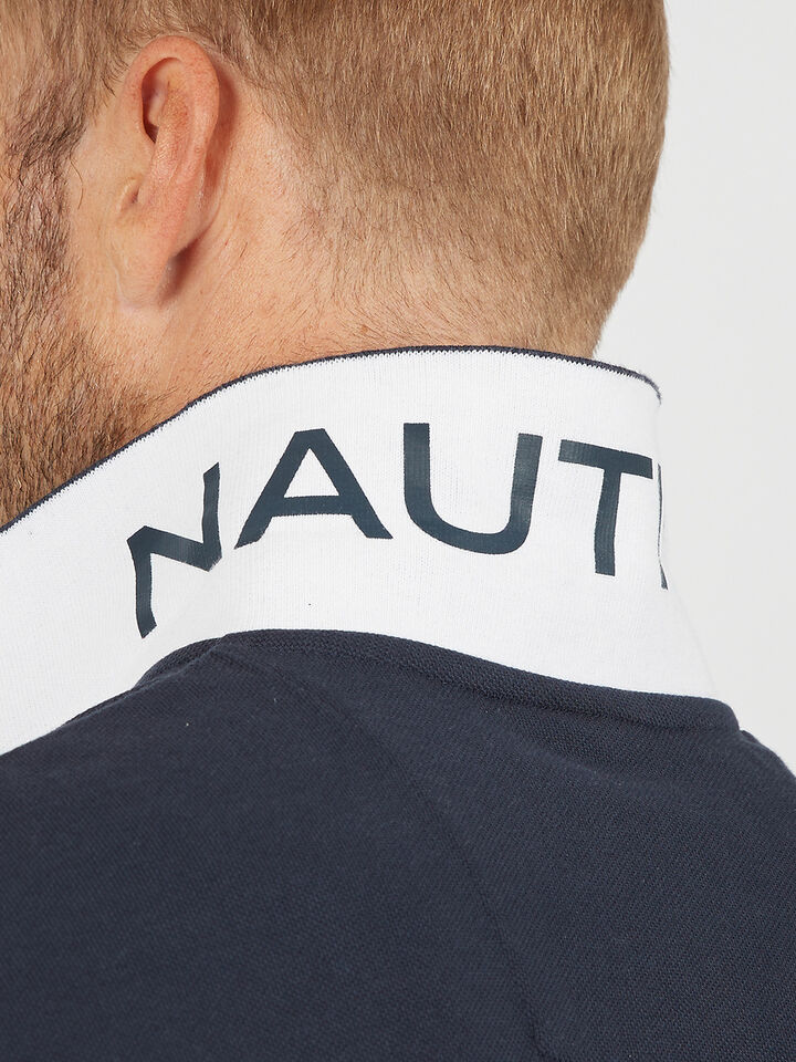 Nautica Essentials Pique Cotton Brent Polo, Dark Navy, hi-res image number 3