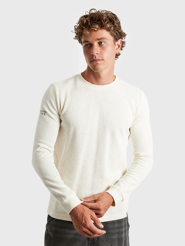 Long Sleeve Shield Embroidered Textured T-shirt