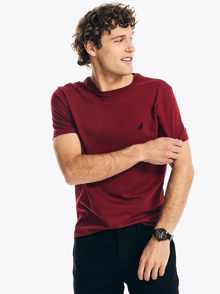 Emblem Regular Fit Tee, Shipwreck Burgundy, hi-res image number 1