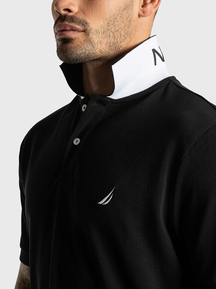 Nautica Essentials Pique Cotton Brent Polo, Black, hi-res image number 3