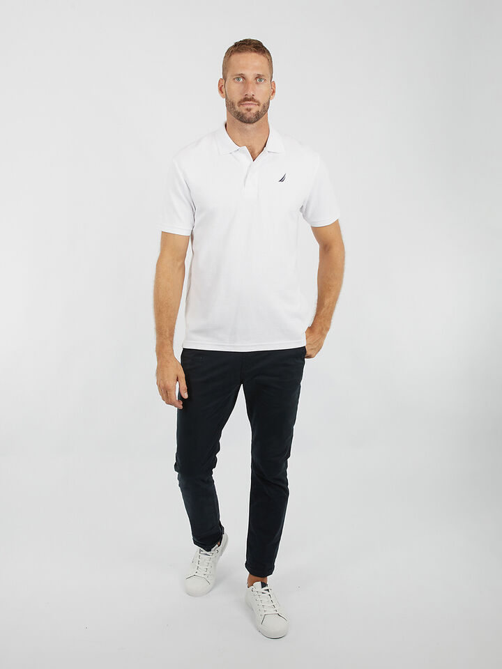 Nautica Essentials Pique Cotton Brent Polo, White, hi-res image number 4