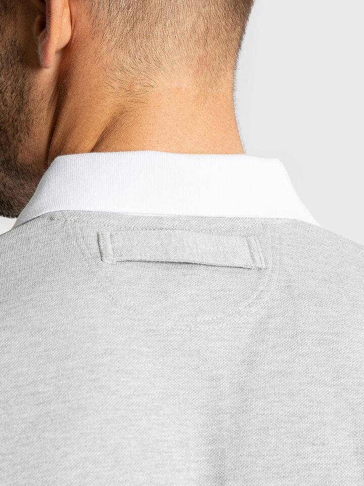 Short Sleeve Relaxed Fit Arch Polo Shirt, Melange Grey, hi-res image number 4