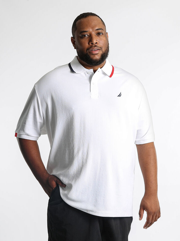 Big & Tall Alecto Pique Cotton Polo, White, hi-res image number 1