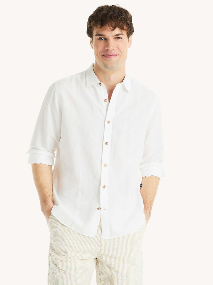 Long Sleeve Linen Blend Regular Fit Shirt