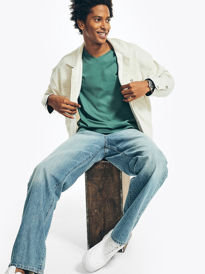 Nautica Essentials Collection Regular Fit Deck Tee, Silver Pine, hi-res image number 3