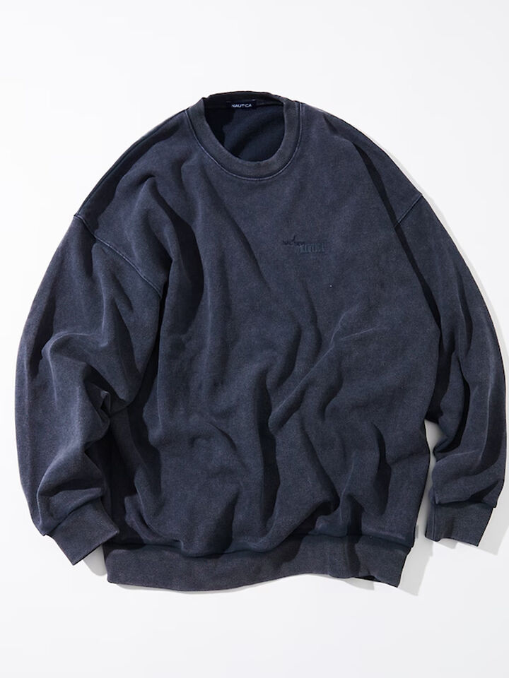 Nautica Japan Bleached Hidden Logo Crew Sweat, Navy, hi-res image number 1