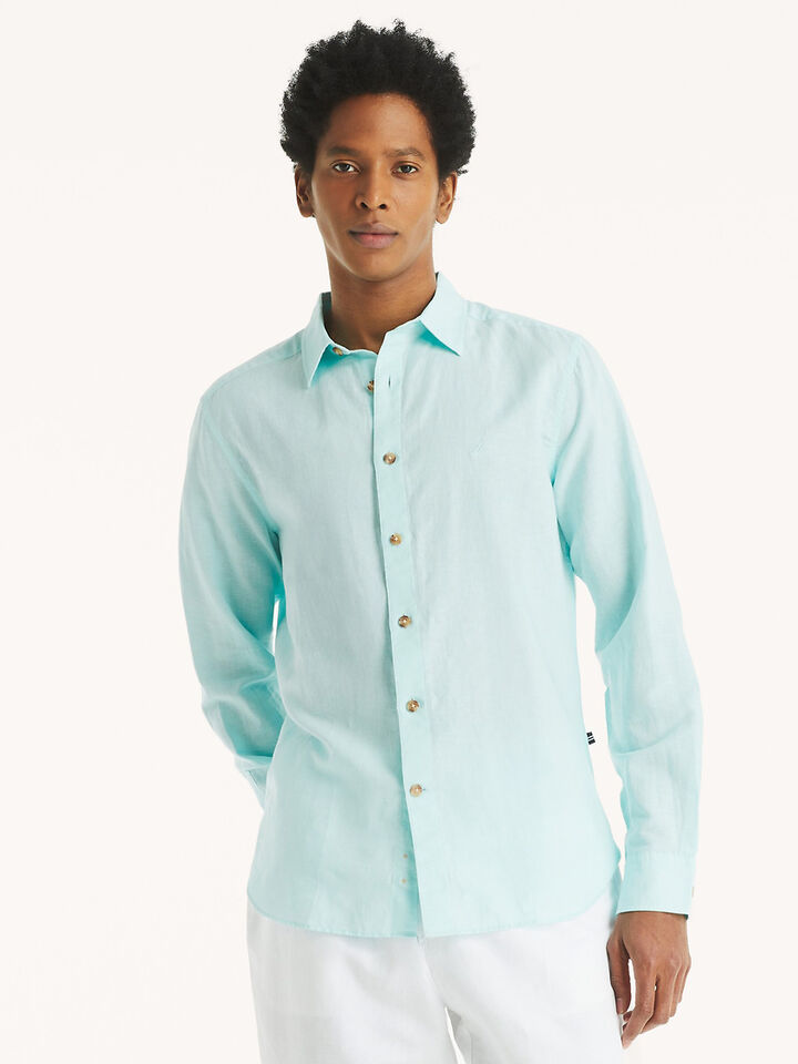 Long Sleeve Linen Blend Regular Fit Shirt