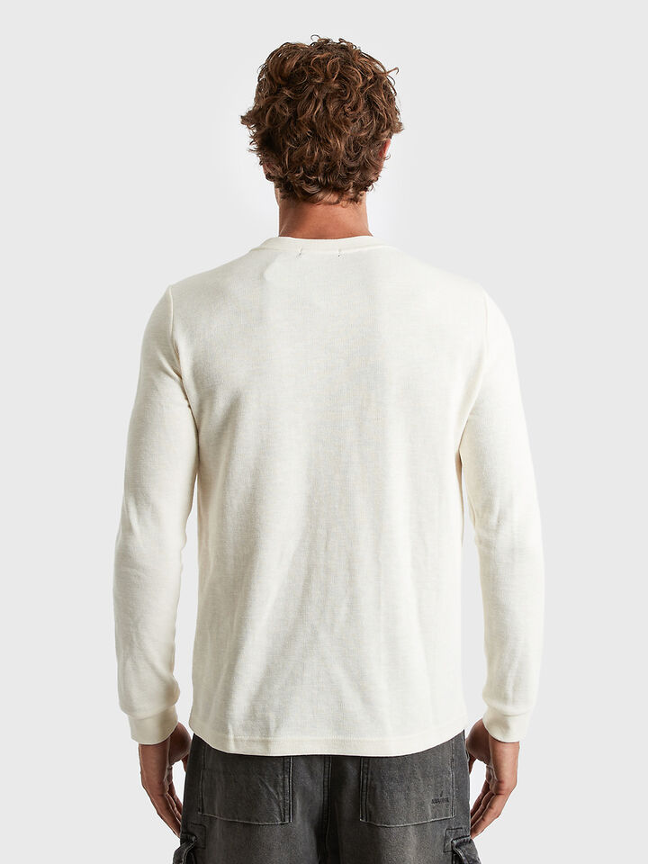 Long Sleeve Shield Embroidered Textured T-shirt