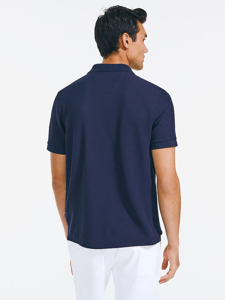 Solid Regular Fit Pique Cotton Polo, Navy, hi-res image number 2