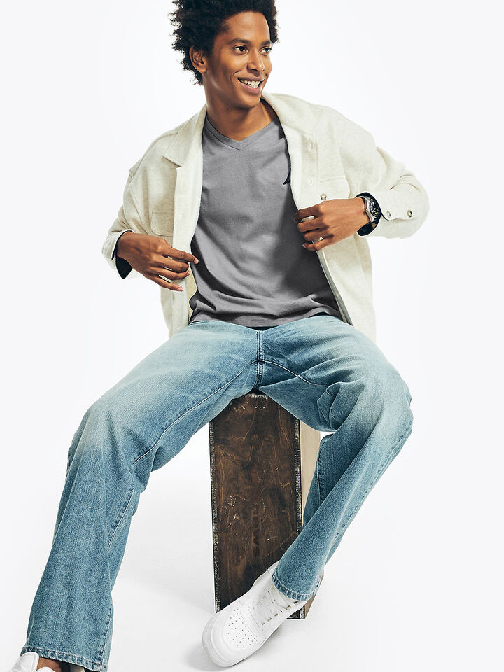 Nautica Essentials Collection Regular Fit Deck Tee, Charcoal, hi-res image number 3